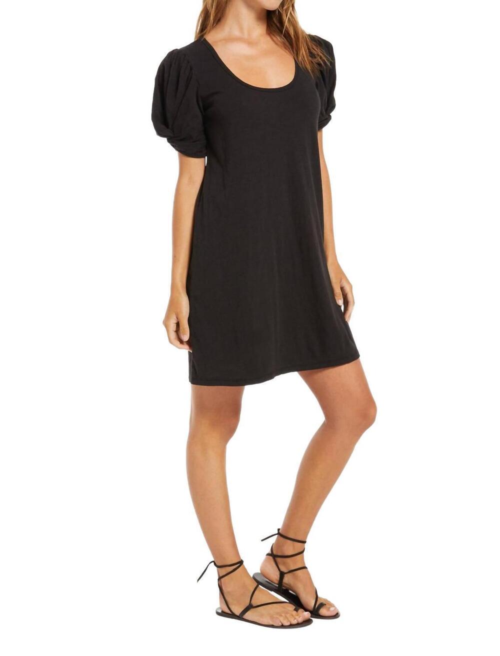 NEW Z SUPPLY indi slub puff sleeve dress in black